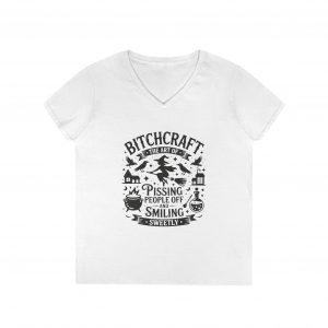 Witchy V-Neck T-Shirt - Bitchcraft Design, Halloween, Gift for Her, Casual Wear, Witchy Aesthetic, Unique Tee