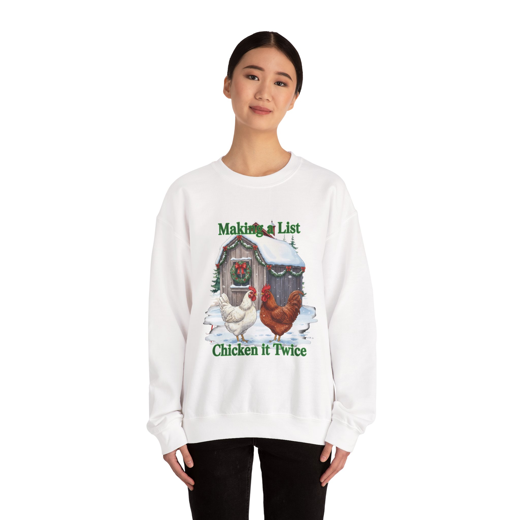 Festive Chicken Sweatshirt - Cozy Holiday Gift for Chicken Lovers, Christmas Sweater, Farmhouse Apparel, Winter Fashion, Funny Poultry Shirt - Image 4