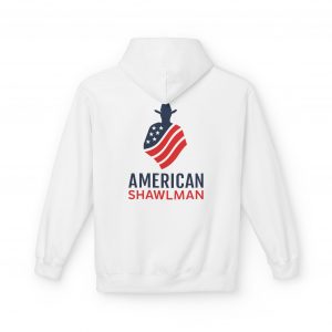 American Shawlman Hoodie — Patriotic Shawl-Wearing Figure Pullover